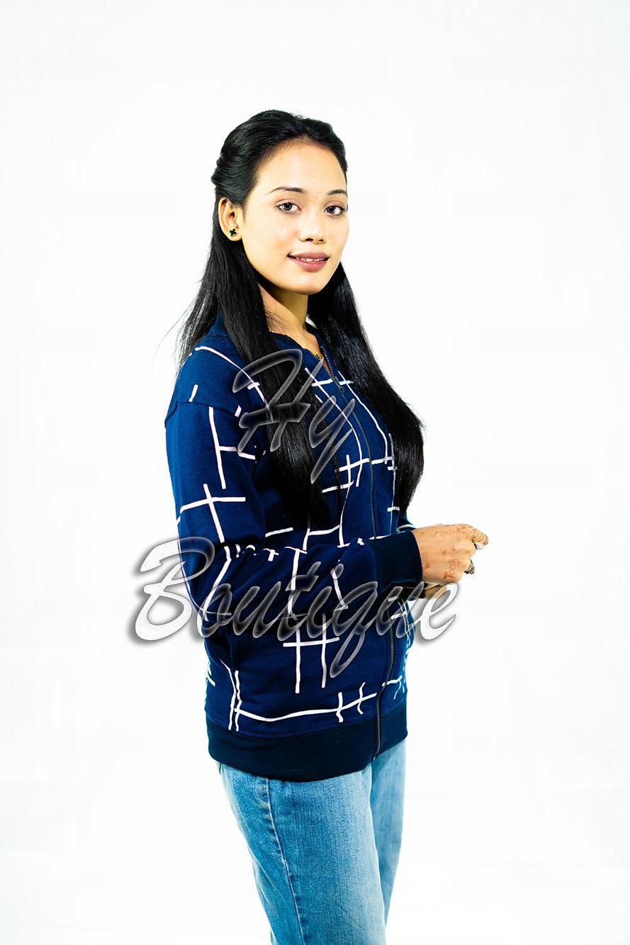 Polka Dot Zipper Jacket for Women & Girls | Stylish, Warm & Trendy Winter Wear | Comfortable Casual Outerwear View Gallery - Pakistan