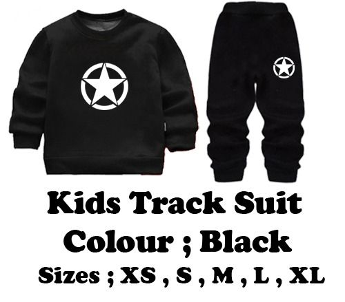 Kids Star Printed Black & Black Tracksuit Set | Winter Fleece Sweatshirt & Trouser Outfit for Boys & Girls – Warm & Trendy FOR BABY AND KIDS View Gallery - Pakistan