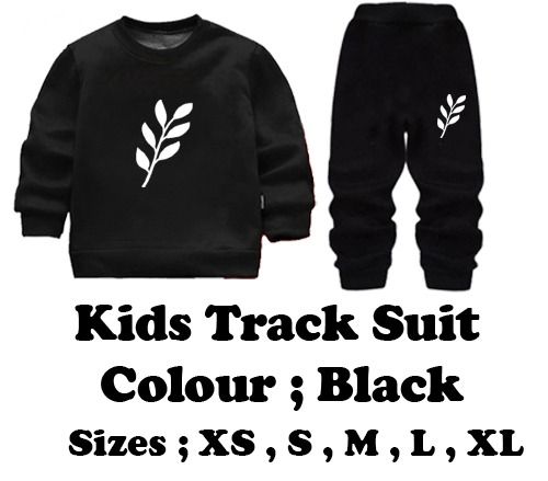 Kids Printed Stylish Black & Black Tracksuit Set | Winter Fleece Sweatshirt & Trouser Outfit for Boys & Girls – Warm & Trendy FOR BABU AND KIDS View Gallery - Pakistan