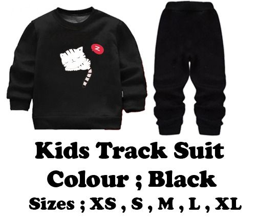 Black Cat Printed Kids Tracksuit | Winter Fleece Sweatshirt & Trouser Set for Boys & Girls – Warm, Cozy & Stylish Outfit FOR BABY AND KIDS View Gallery - Pakistan