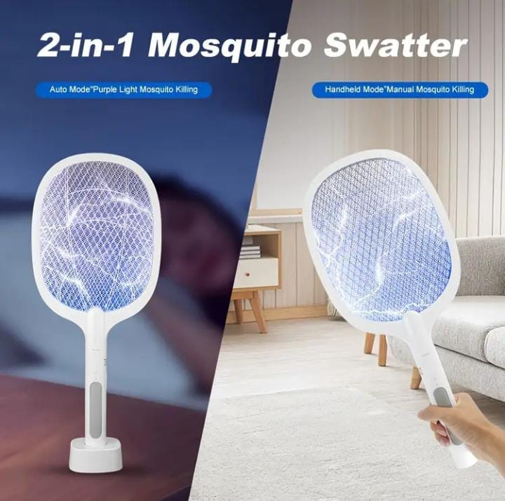 Rechargeable Mosquito Racket With Stand – Electric Insect Killer Bat For Indoor And Outdoor Use (Random Color) View Gallery - Pakistan