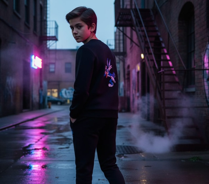 Black Bunny Printed Kids Tracksuit | Winter Fleece Sweatshirt & Trouser Set for Boys & Girls – Warm & Comfy Outfit FOR BABY AND KIDS View Gallery - Pakistan