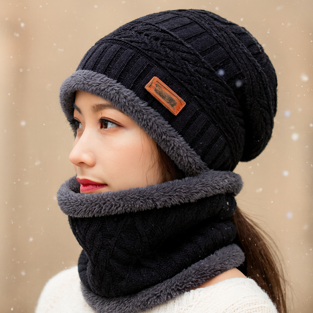 Head & Neck Cap Beanies Combo | Woolen Winter Beanie with Neck Warmer Muffler for Men & Women – Warm, Cozy & Stylish View Gallery - Pakistan