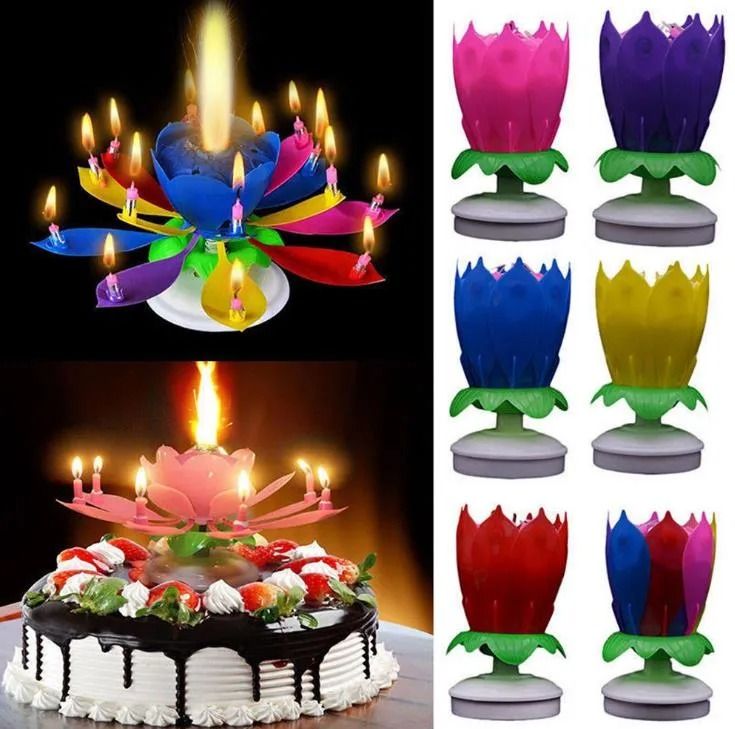 Melody Birthday Candle – Musical Flower Candle With Rotating Petals, Colorful Flames, And Happy Birthday Tune For Party Celebrations (Random Color) View Gallery - Pakistan
