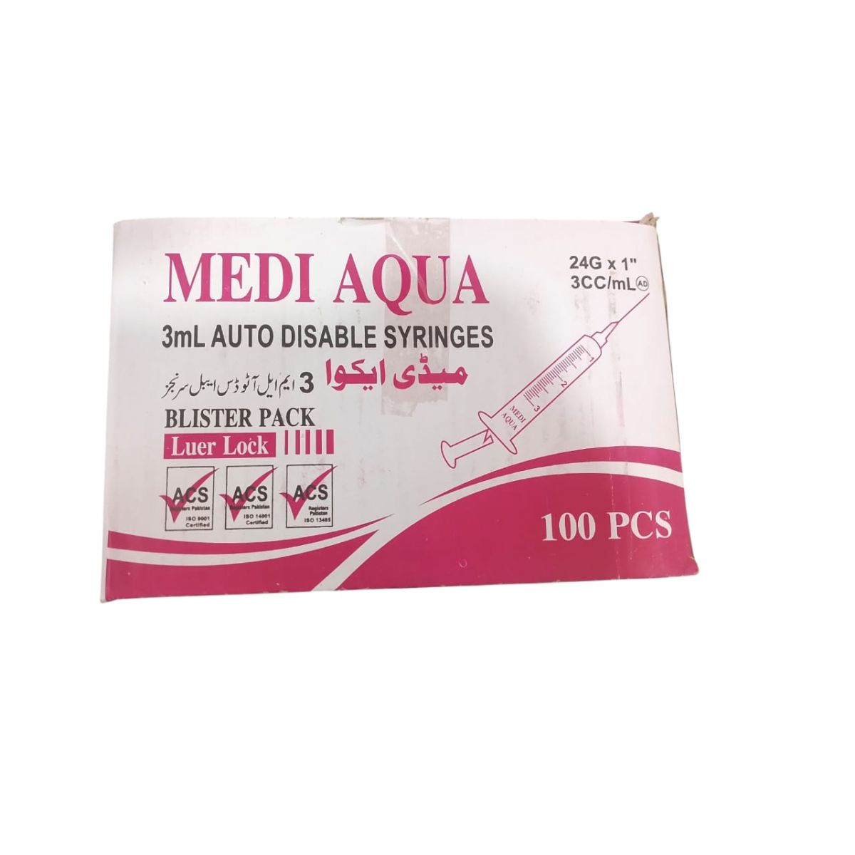 Medi Aqua 3cc Syringes – Precision, Safety & Comfort for Medical Use, Designed for Accurate Dosage, Smooth Injection & Reliable Patient Care Every Time (Pack of 100) View Gallery - Pakistan
