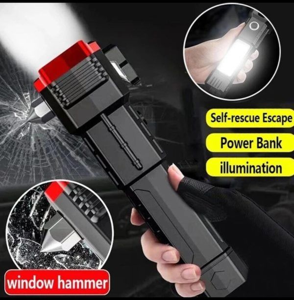 High-power Led Torch Light Rechargeable Flashlight And Multifunctional Tactical Hammer &amp;amp; Power Bank To Charge the Phone With Box (random Color)