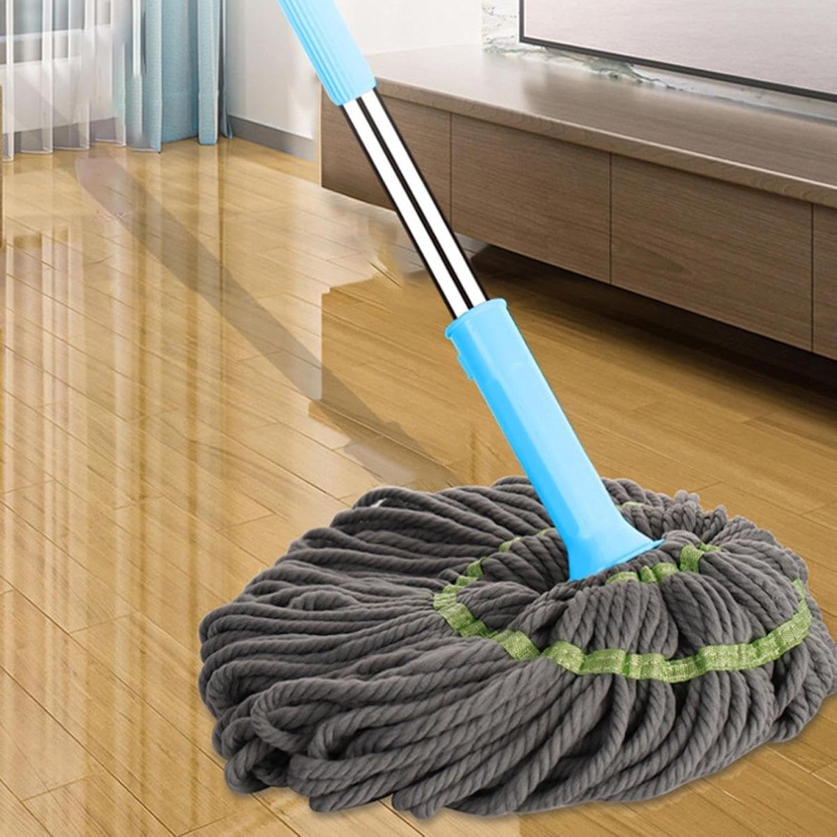Extendable 90CM Twist Mop – 2-in-1 Rotatable Adjustable Floor Mop with Fine Fiber Fabric | 360° Self-Twisting Dehydrated Mop for Hard Floors &amp; Walls