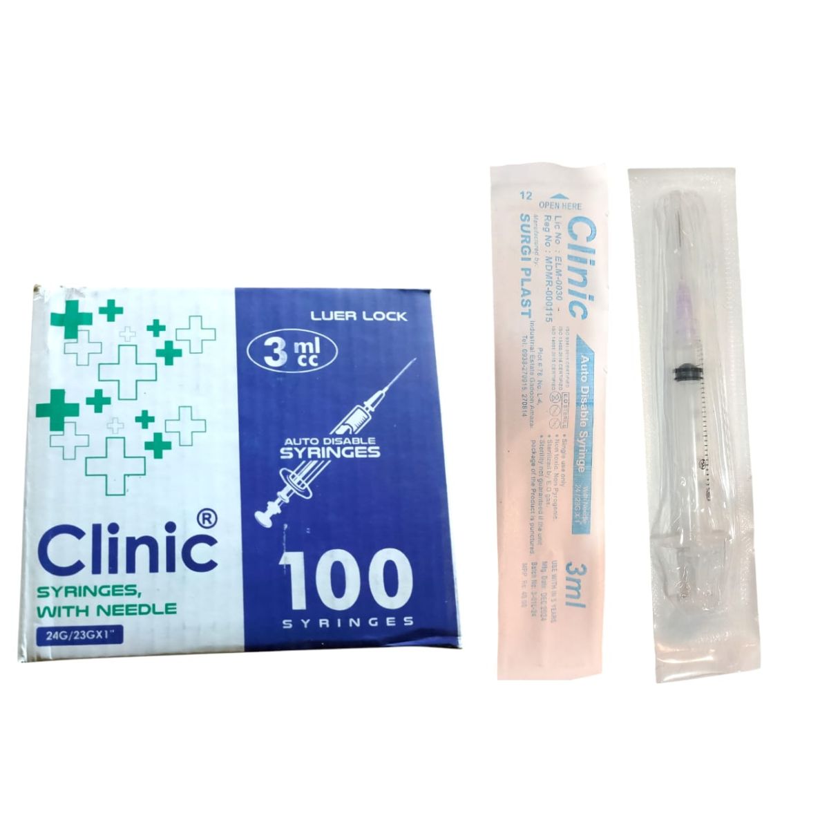 Clinic Luer Lock Auto Disable Syringes With Needle – Pack Of 100 Sterile Medical Disposable Syringes For Safe Injections