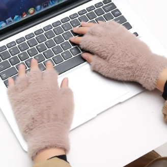 Girls Soft Plush Half Finger Gloves | Warm Fuzzy Fingerless Winter Gloves for Writing, Typing & Outdoor Use  random colours View Gallery - Pakistan