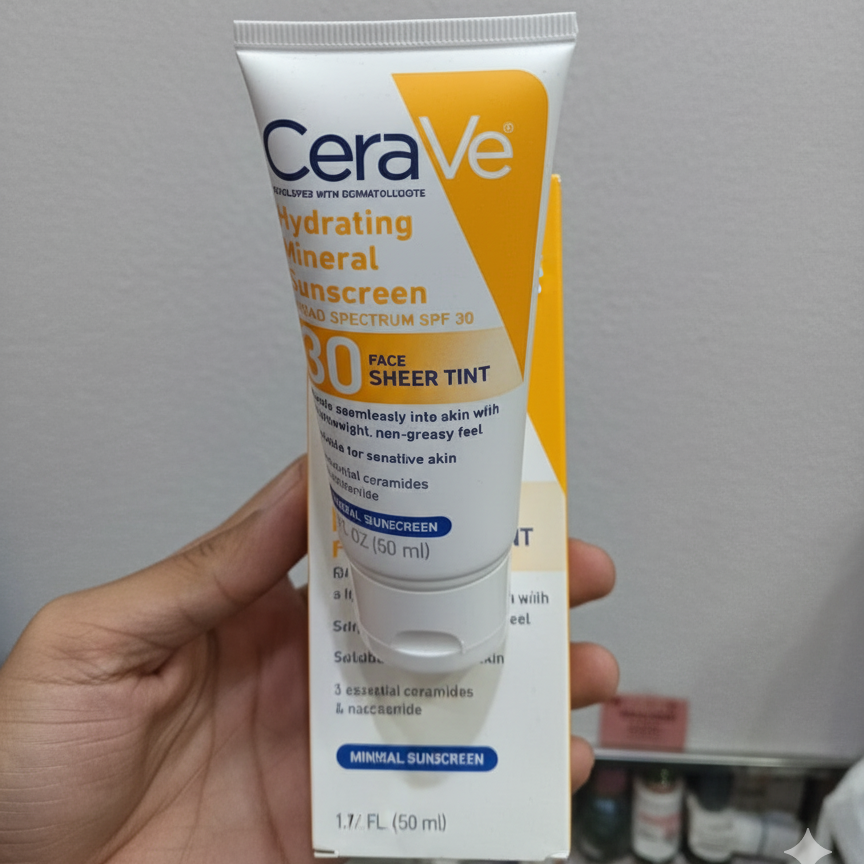 CeraVe Hydrating Mineral Sunscreen SPF 50 | Broad Spectrum UV Protection with Hyaluronic Acid & Ceramides – 50ml View Gallery - Pakistan
