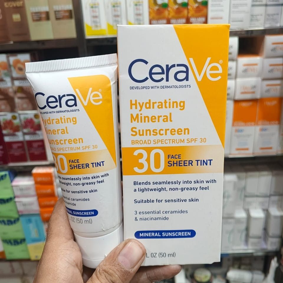 CeraVe Hydrating Mineral Sunscreen SPF 50 | Broad Spectrum UV Protection with Hyaluronic Acid & Ceramides – 50ml View Gallery - Pakistan