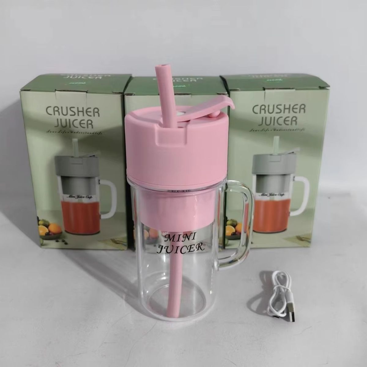 Professional Mini Juicer | USB Electric Portable Blender &amp; Smoothie Maker | Stainless Steel Fruit Extractor with Straw