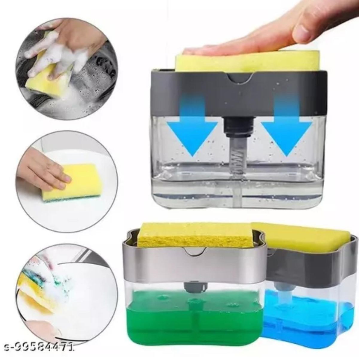 2-in-1 Soap Pump & Sponge Caddy Dispenser | Kitchen Liquid Soap Dispenser with Sponge Holder for Easy Dishwashing without sponge View Gallery - Pakistan