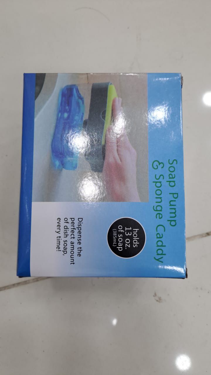 2-in-1 Soap Pump & Sponge Caddy Dispenser | Kitchen Liquid Soap Dispenser with Sponge Holder for Easy Dishwashing without sponge View Gallery - Pakistan