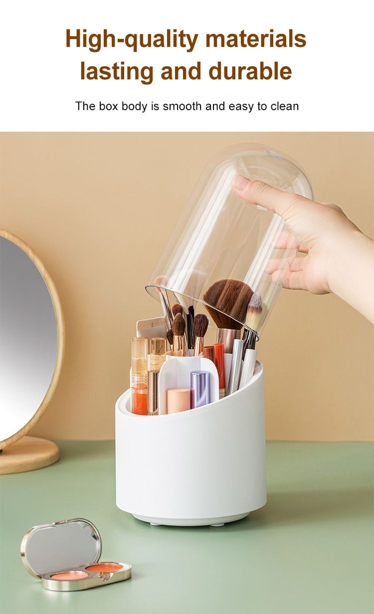 360° Rotating Makeup Brush Storage Box | Desktop Cosmetic Organizer for Brushes, Lipsticks, Eyebrow Pencils & Beauty Tools View Gallery - Pakistan