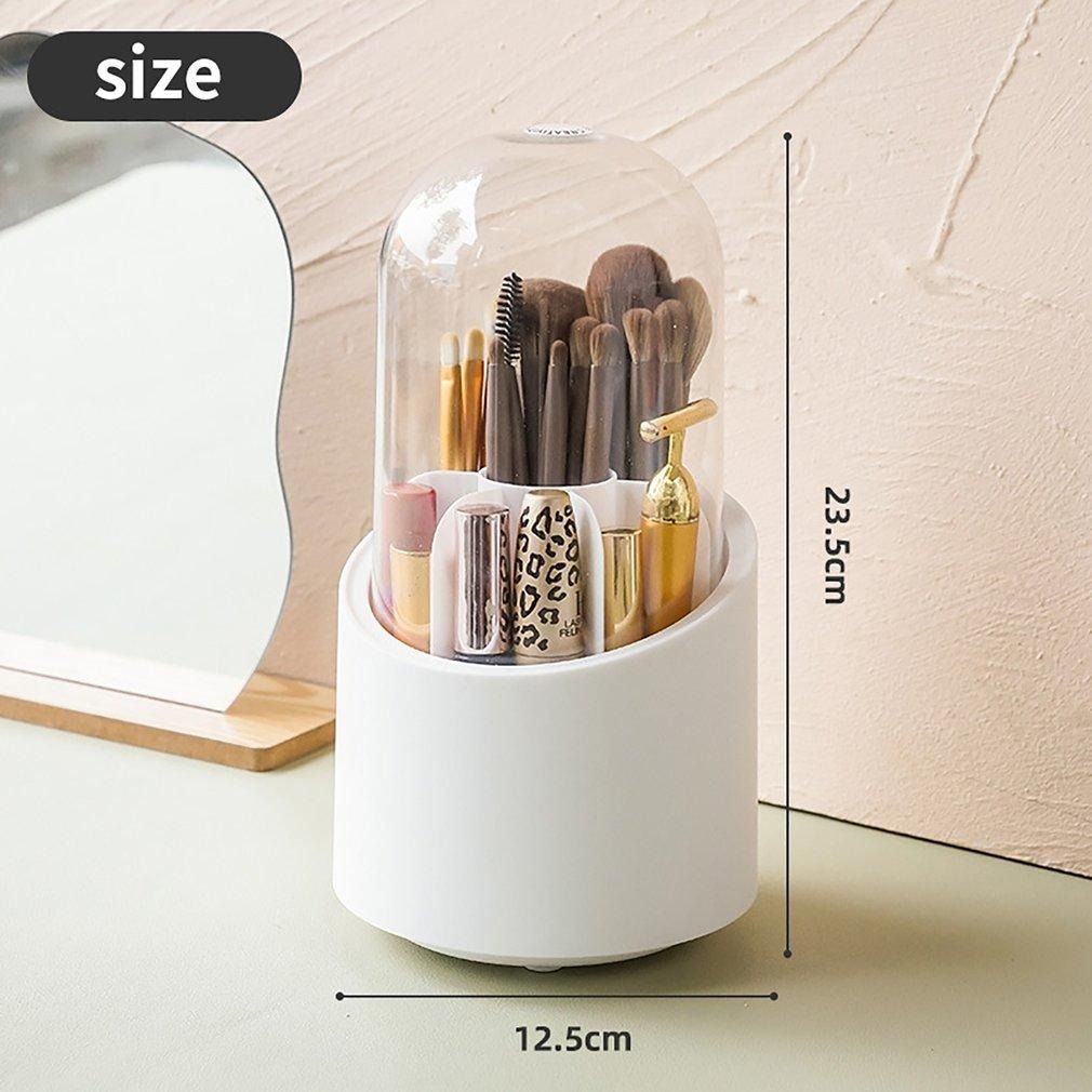 360° Rotating Makeup Brush Storage Box | Desktop Cosmetic Organizer for Brushes, Lipsticks, Eyebrow Pencils & Beauty Tools View Gallery - Pakistan