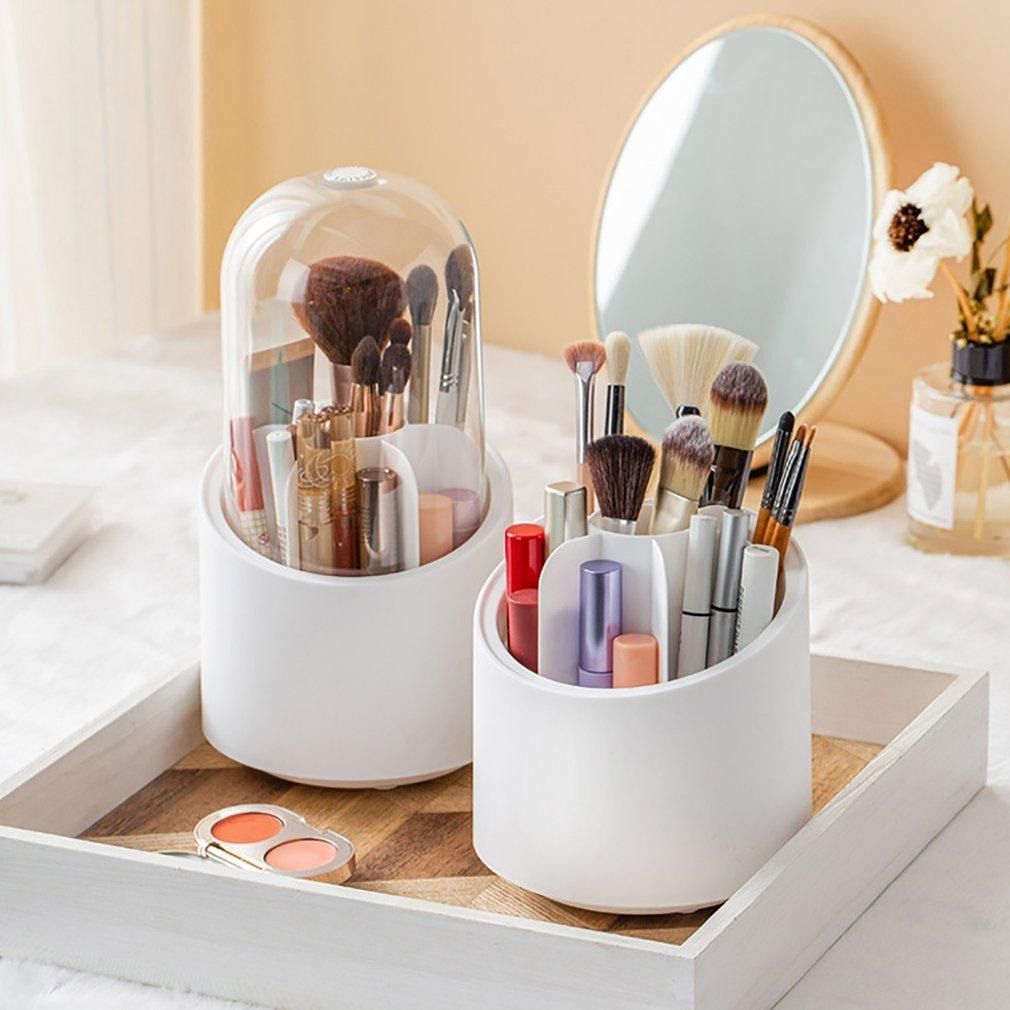 360° Rotating Makeup Brush Storage Box | Desktop Cosmetic Organizer for Brushes, Lipsticks, Eyebrow Pencils & Beauty Tools View Gallery - Pakistan