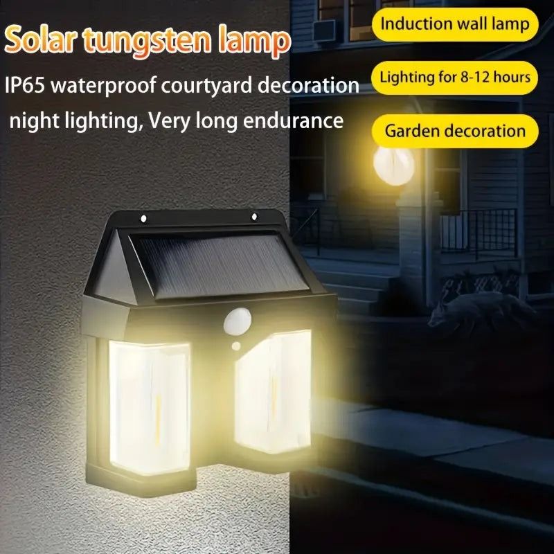 Solar Wall Light with Motion Sensor &amp; Tungsten Bulb – Multi-Mode Outdoor Lighting | Weatherproof, Energy-Saving &amp; Easy to Install