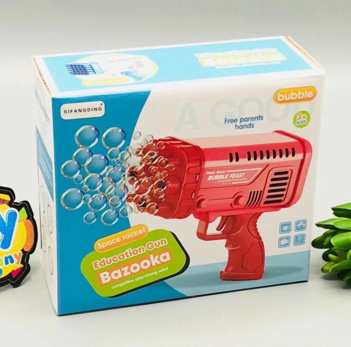 Bazooka Bubble Gun Toy – Fun Automatic Bubble Machine For Kids With Bubble Solution And Tray (Random Color) View Gallery - Pakistan