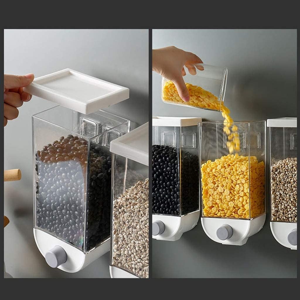 1Pc 1500ml Wall-Mounted Grain Storage Box – Cereal, Rice, Oatmeal & Dry Fruit Dispenser | Kitchen Food Organizer Container View Gallery - Pakistan