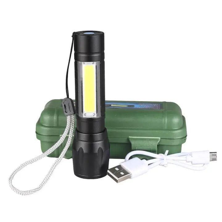 Portable LED Flashlight – Mini Rechargeable Torch with Side Light & Waterproof Body View Gallery - Pakistan