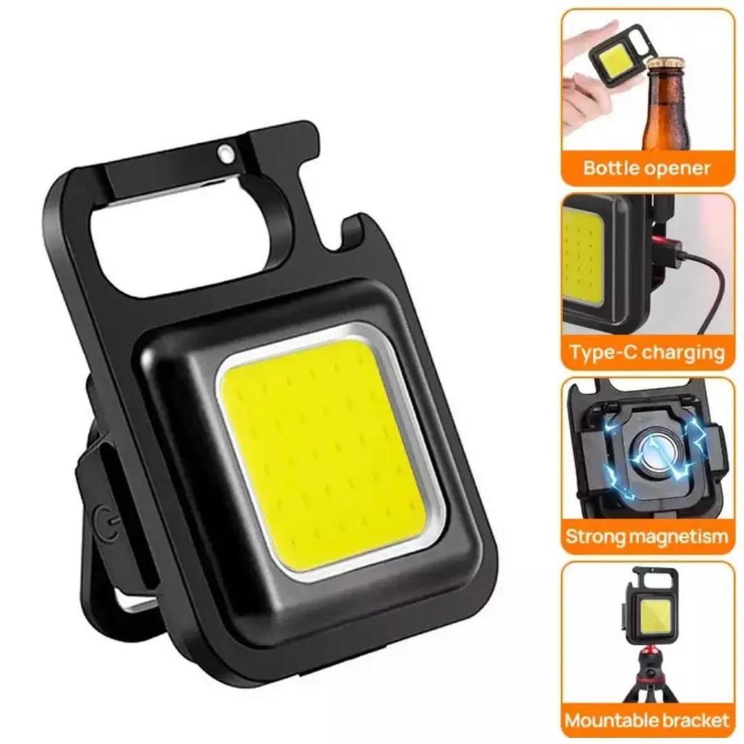 COB Rechargeable Keychain Light – Mini Portable LED Flashlight With USB Charging, Bottle Opener, And Magnet For Outdoor And Emergency Use View Gallery - Pakistan