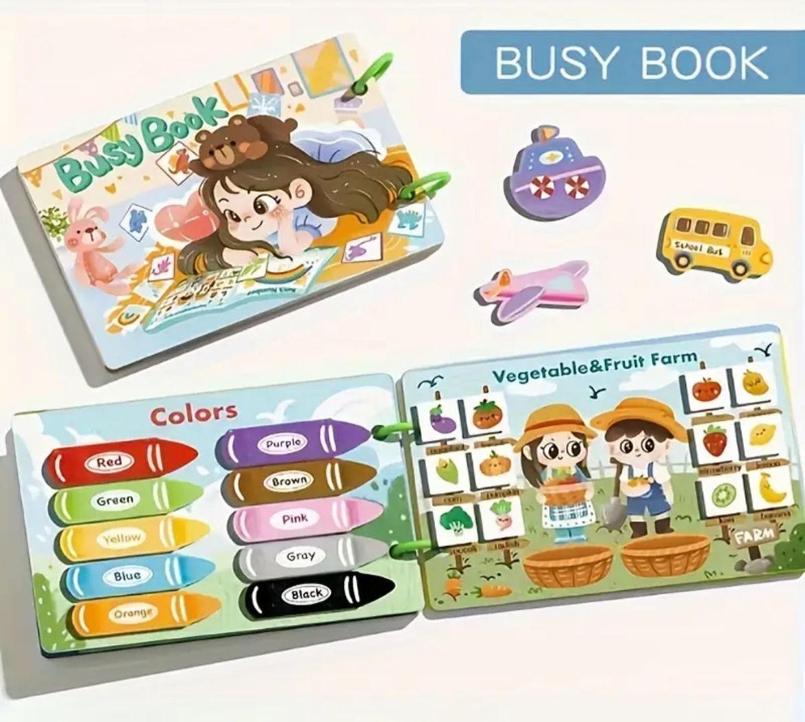 Montessori Quiet Busy Book for Toddlers – 12 Theme Educational Learning Activity Book for Kids | Early Development Toy View Gallery - Pakistan