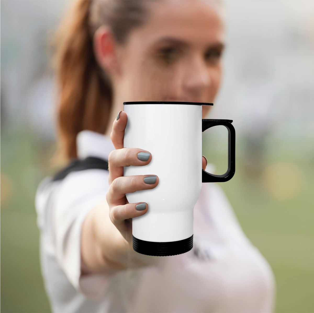 White Glossy Steel Coffee Mug 500ml – Durable Stainless Steel Cup for Hot & Cold Drinks | Office, Travel & Home Use View Gallery - Pakistan