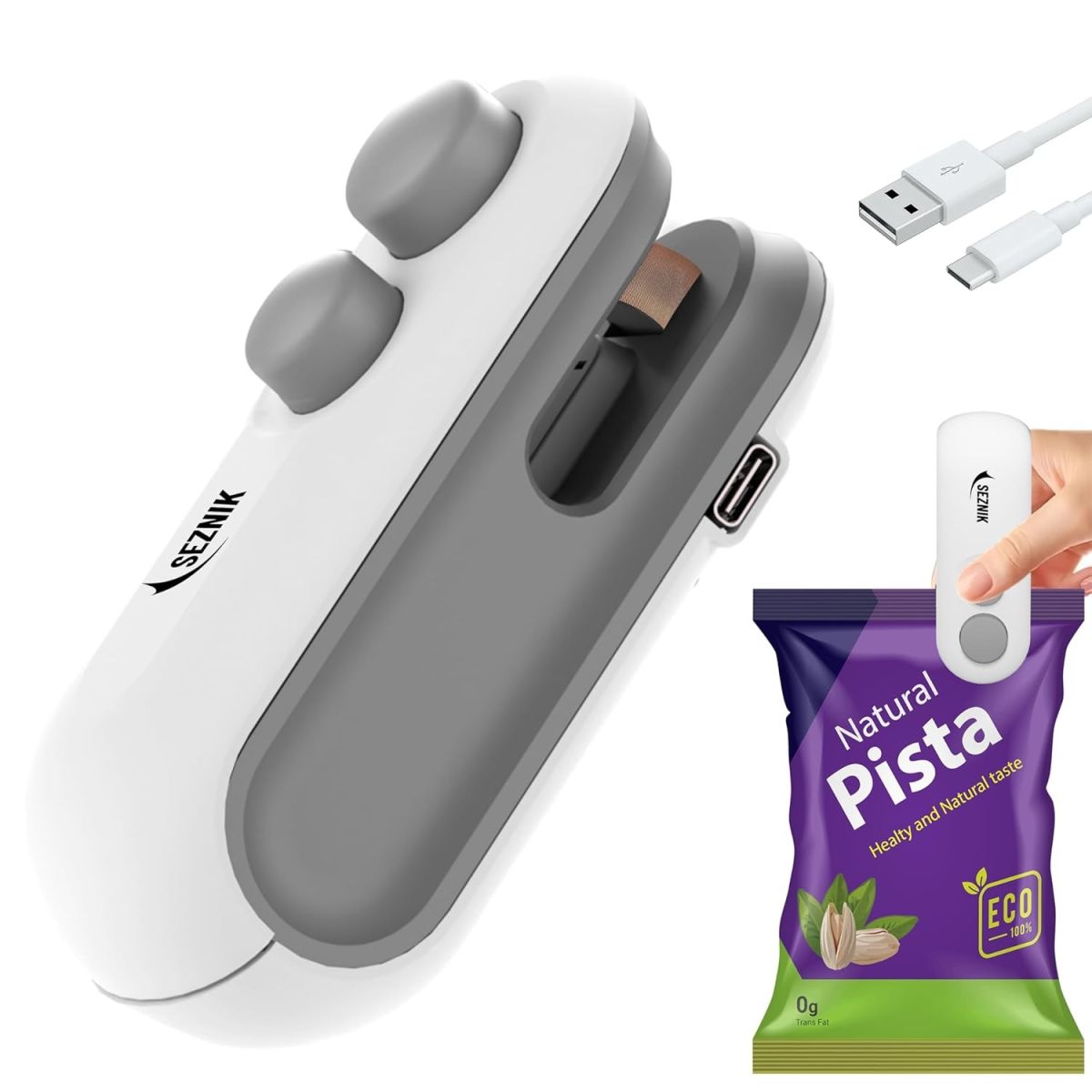 1 Pc Mini Heat Sealing Machine 2-In-1 Cutter & Sealer With USB Cable – Compact USB Rechargeable Food Bag Sealer For Snacks And Storage (Random Color) View Gallery - Pakistan