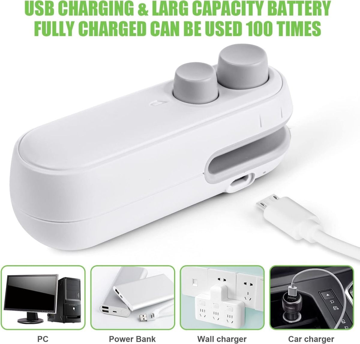 1 Pc Mini Heat Sealing Machine 2-In-1 Cutter & Sealer With USB Cable – Compact USB Rechargeable Food Bag Sealer For Snacks And Storage (Random Color) View Gallery - Pakistan