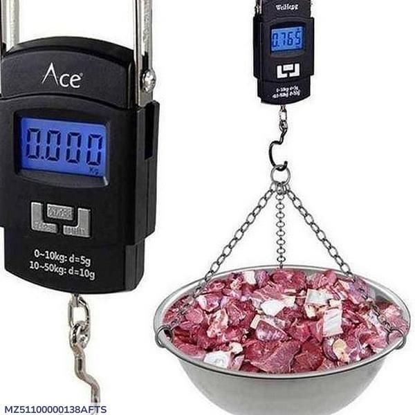 50kg Portable Digital Hanging Scale with Hook – Electronic Luggage, Fishing, Kitchen &amp; Travel Weight Machine