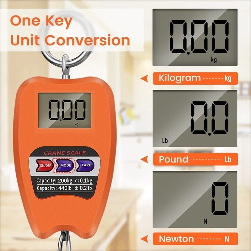Heavy-Duty Mini Crane Scale with LCD Display – Portable Digital Hanging Weight Scale for Industrial Lifting ( random colour )