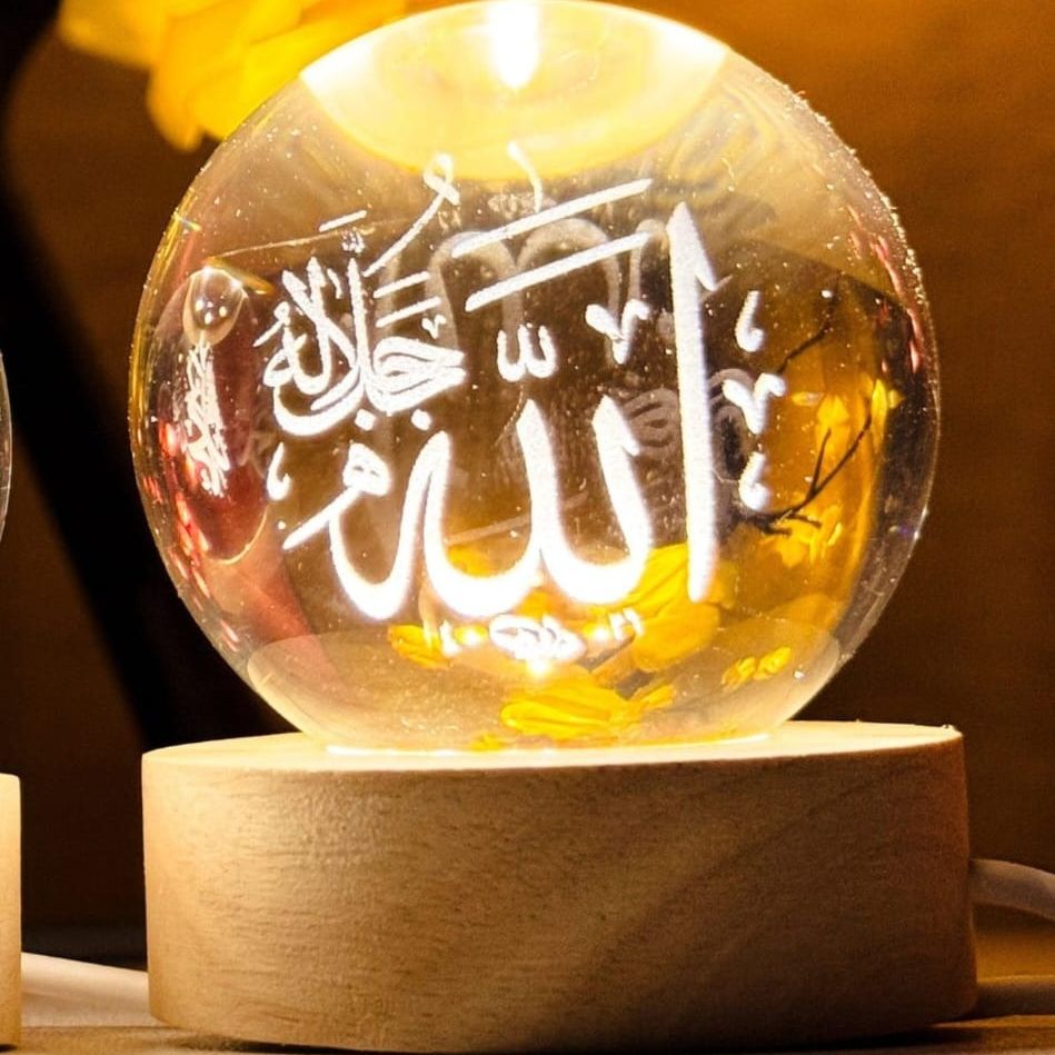 Crystal Ball 3D Arabic Night Lamp – Elegant Islamic Table Light For Prayer Rooms, Home Décor, And Gifting View Gallery - Pakistan