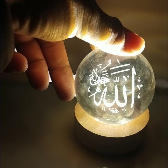 Crystal Ball 3D Arabic Night Lamp – Elegant Islamic Table Light For Prayer Rooms, Home Décor, And Gifting View Gallery - Pakistan