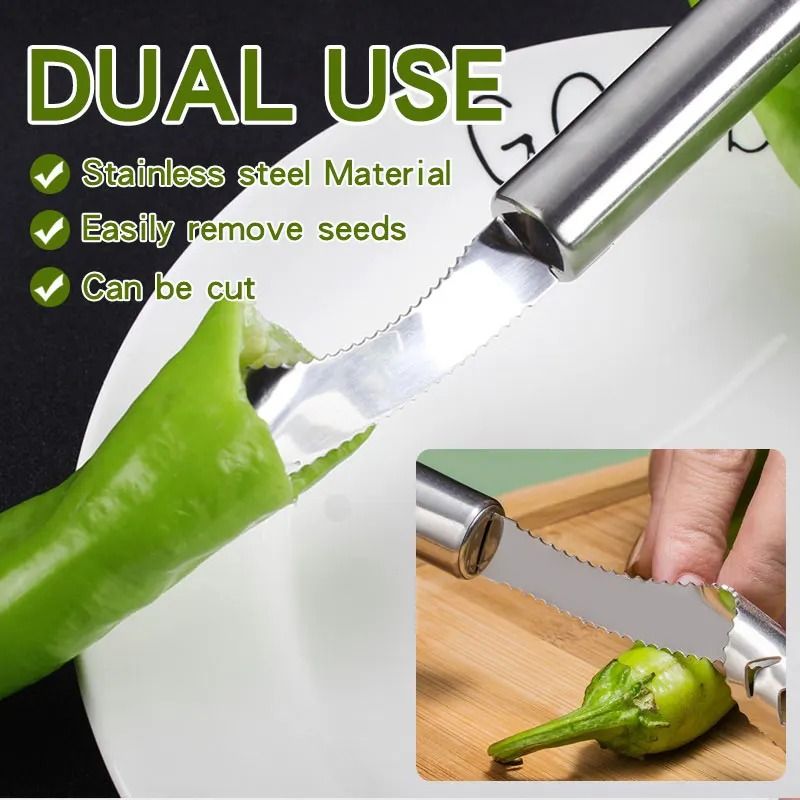 Stainless Steel Pepper Corer & Vegetable Slicer – Multifunction Jalapeno Core Remover, Fruit & Seed Extractor Tool View Gallery - Pakistan