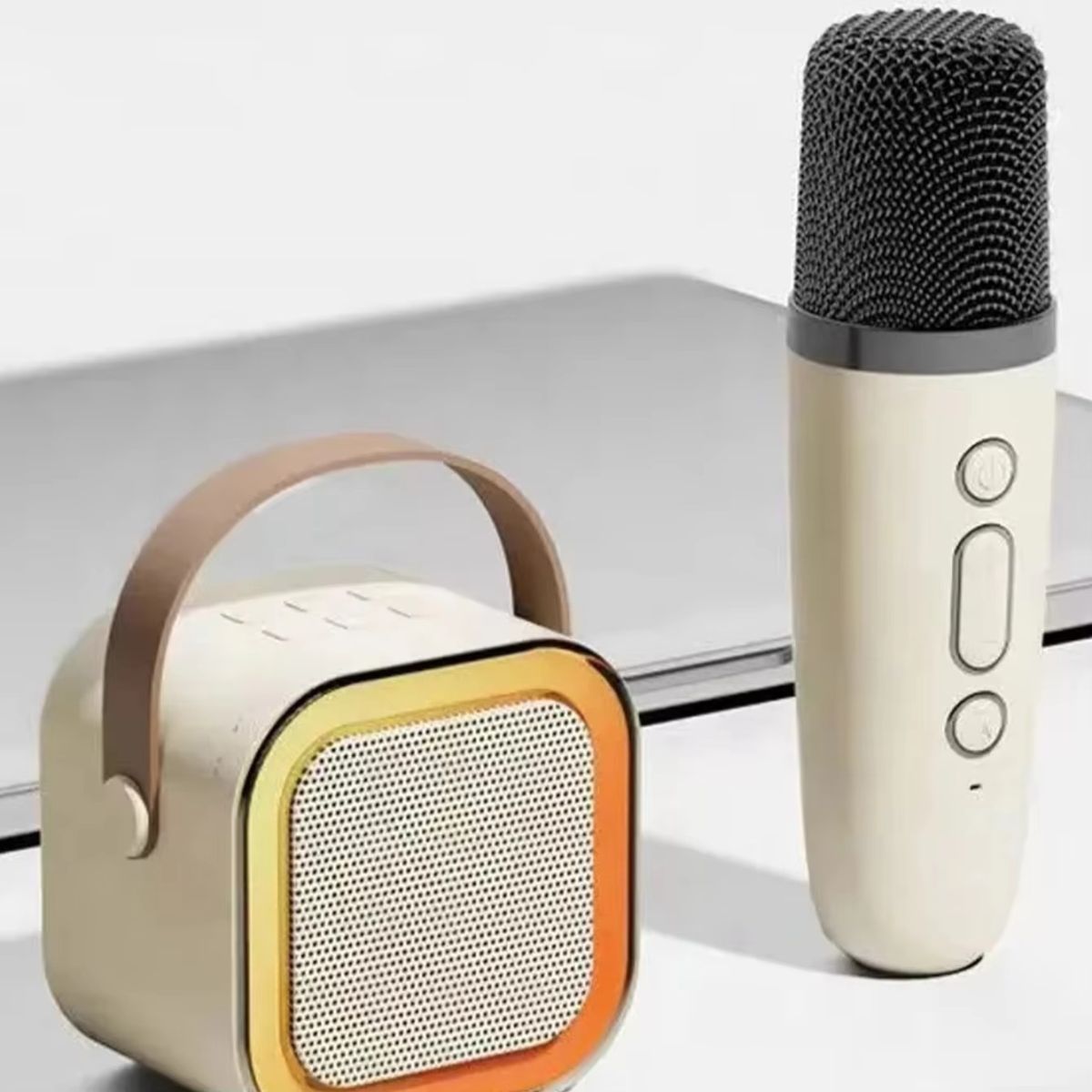 K12 Portable Bluetooth Speaker with Wireless Mic | RGB LED Lights | High Bass Rechargeable Karaoke Speaker for Kids, Home &amp; Outdoor Parties