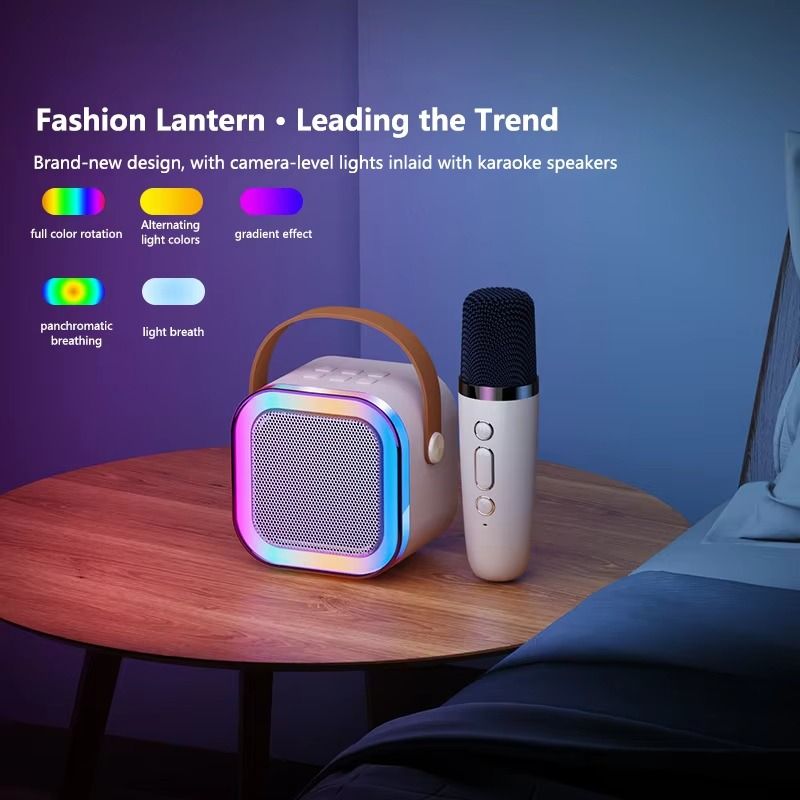 K12 Portable Bluetooth Speaker with Wireless Mic | RGB LED Lights | High Bass Rechargeable Karaoke Speaker for Kids, Home & Outdoor Parties View Gallery - Pakistan