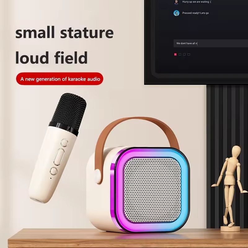 K12 Portable Bluetooth Speaker with Wireless Mic | RGB LED Lights | High Bass Rechargeable Karaoke Speaker for Kids, Home & Outdoor Parties View Gallery - Pakistan
