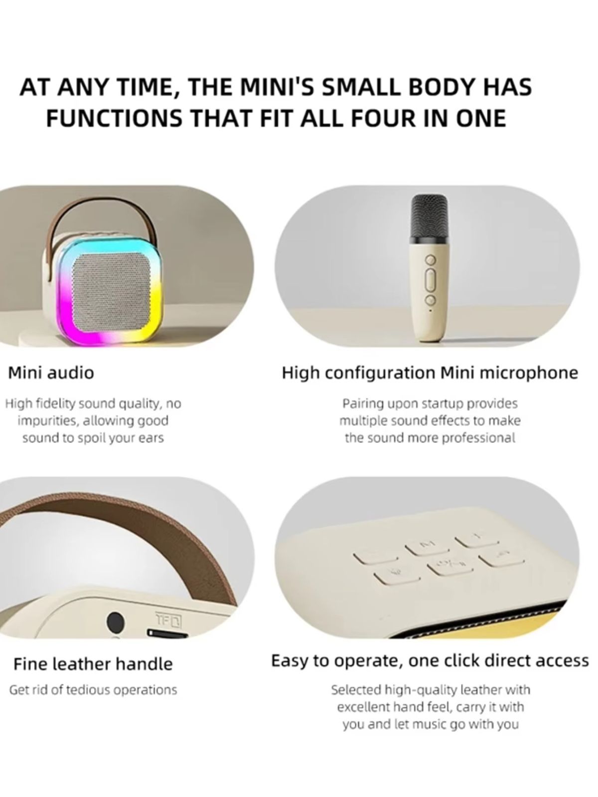K12 Portable Bluetooth Speaker with Wireless Mic | RGB LED Lights | High Bass Rechargeable Karaoke Speaker for Kids, Home & Outdoor Parties View Gallery - Pakistan