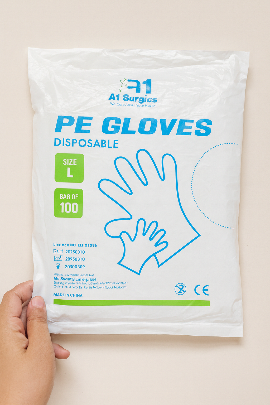A1 Plastic Disposable Gloves Size Standard Large 100 PCs Box View Gallery - Pakistan