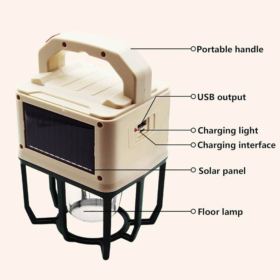 Solar Powered Hanging Camping Light – Dual Charging LED Lantern with USB Port & Hook Design View Gallery - Pakistan