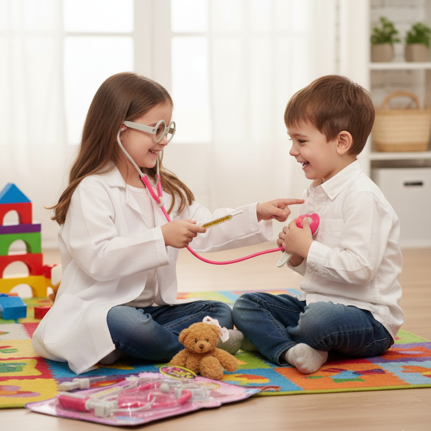 Cute Girl’s Doctor Set For Kids – Educational Medical Role Play Toy Kit With Stethoscope, Syringe, And Glasses For Fun Learning View Gallery - Pakistan