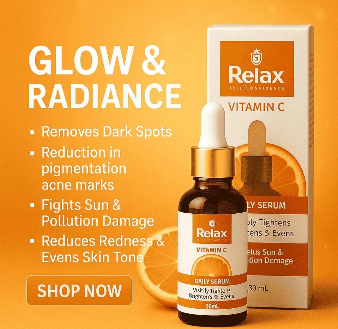 Relax Vitamin C Daily Face Serum – Brightening, Anti-Aging & Hydrating Formula For Healthy Radiant Skin (30ml) View Gallery - Pakistan