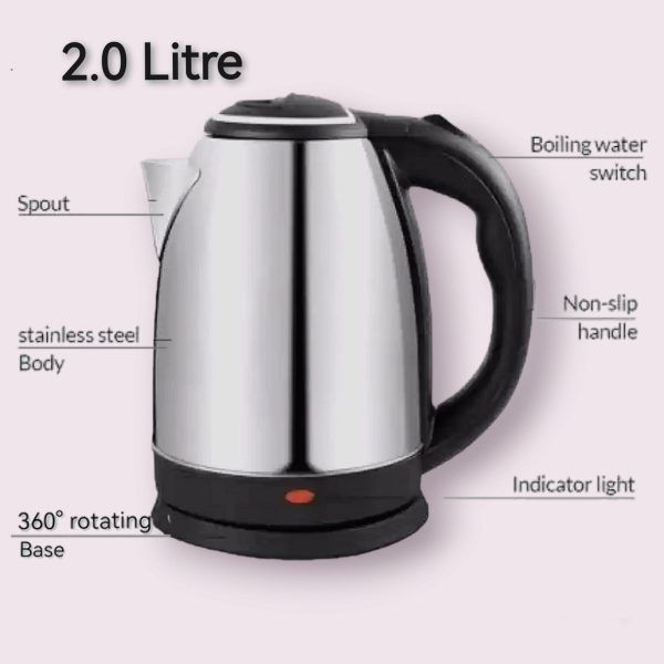 Automatic Electric Kettle 2.0L – Stainless Steel Hot Water Boiler With Auto Shut-Off, LED Display & Temperature Control (1000W, 220V) View Gallery - Pakistan
