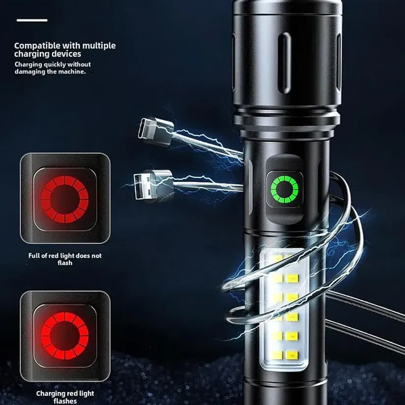 X-Balong BL-603-TG Rechargeable LED Flashlight Powerful Portable Aluminum Alloy Zoom Torch With Long Battery Life And Bright Light View Gallery - Pakistan