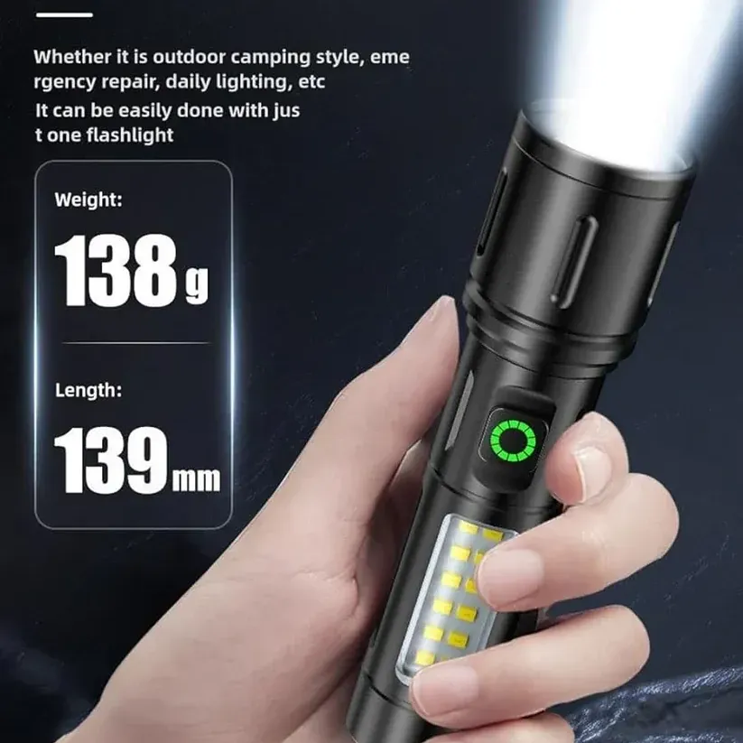 X-Balong BL-603-TG Rechargeable LED Flashlight Powerful Portable Aluminum Alloy Zoom Torch With Long Battery Life And Bright Light View Gallery - Pakistan