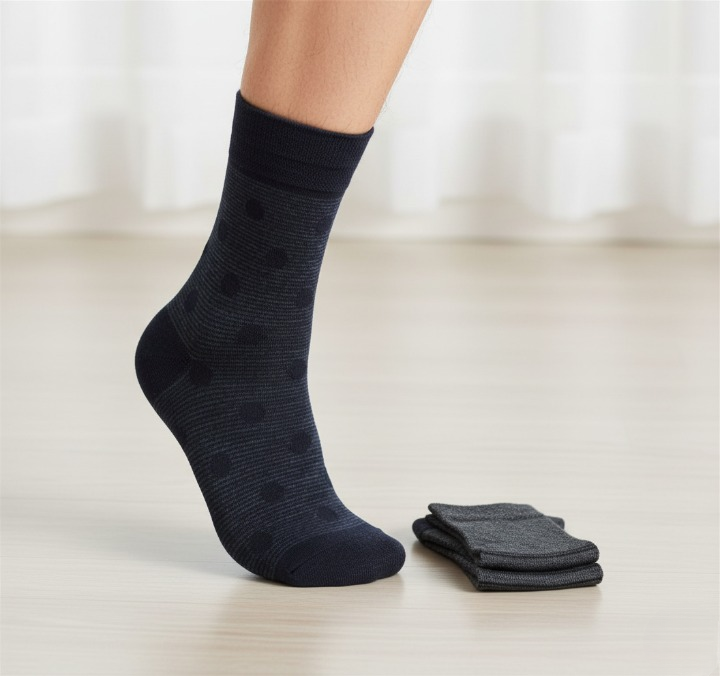 2 Pair Woolen Summer Socks For Men – Soft, Breathable, And Comfortable Daily Wear Socks For All-Season Use (Random Design) View Gallery - Pakistan
