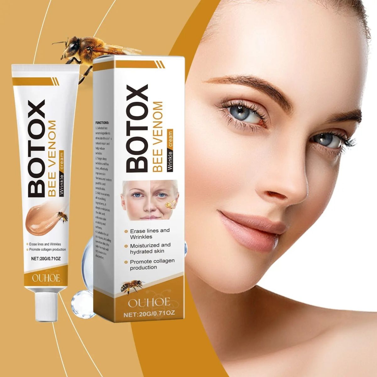 Botox Bee Venom Whitening &amp; Moisturizing Cream – Anti-Aging, Brightening &amp; Skin Firming Facial Care (20g)