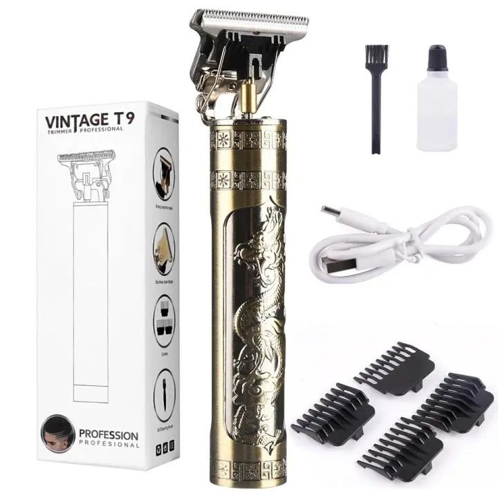Metal Body Vintage T9 Trimmer &amp; Hair Clipper for Men | USB Rechargeable Professional Hair Cutting Machine | Precision Beard &amp; Hair Grooming Tool