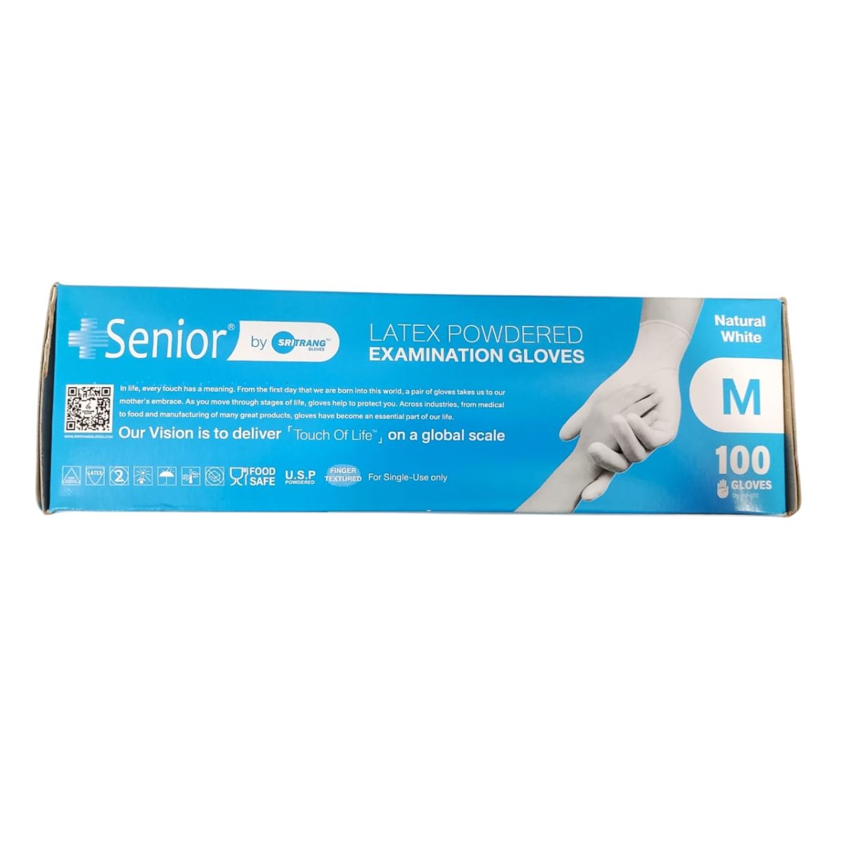 Senior Latex Examination Powdered Gloves – 100 Pcs Box, Premium Quality Disposable Medical Gloves For Professional Use, White Color View Gallery - Pakistan